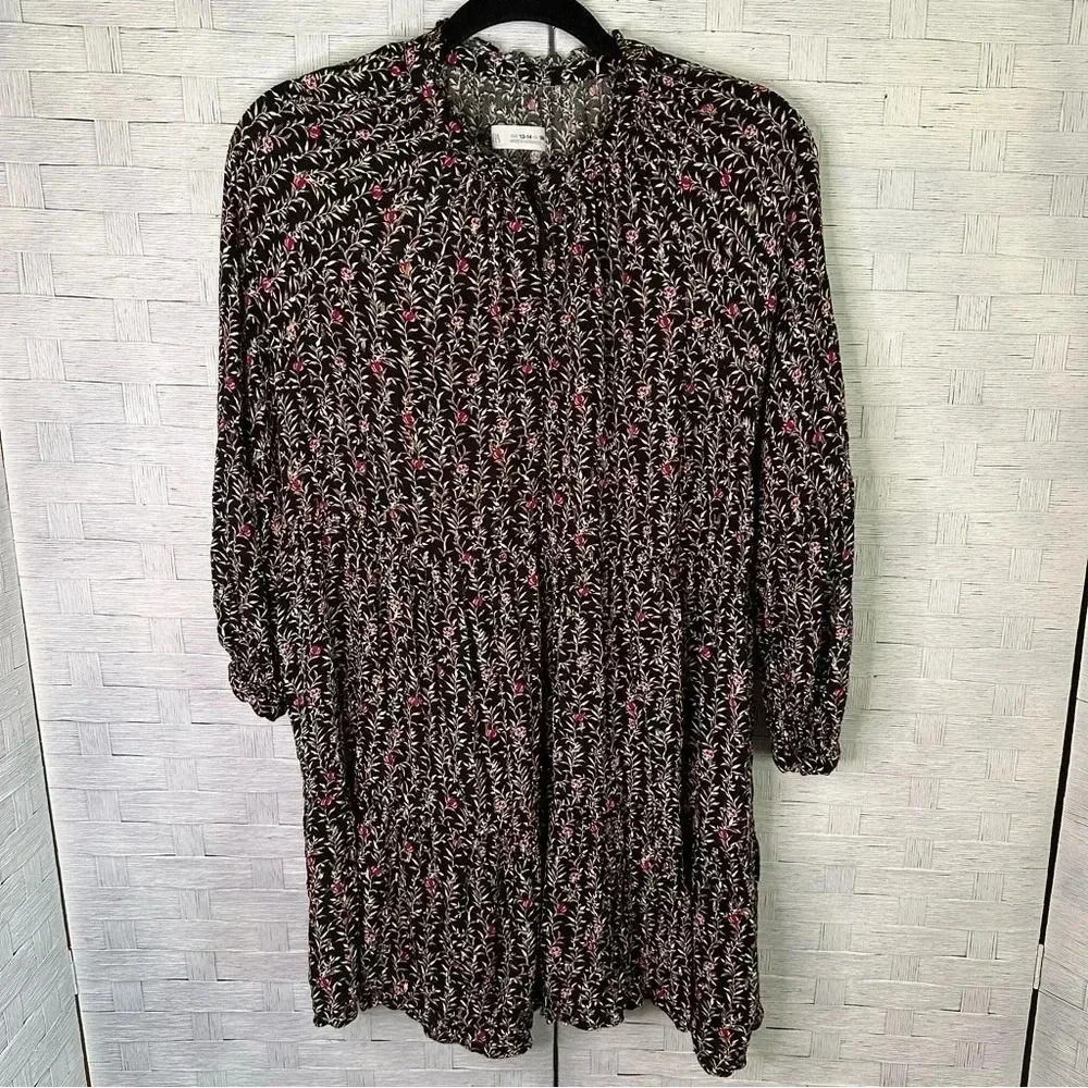 Zara Black and Red Floral Tunic